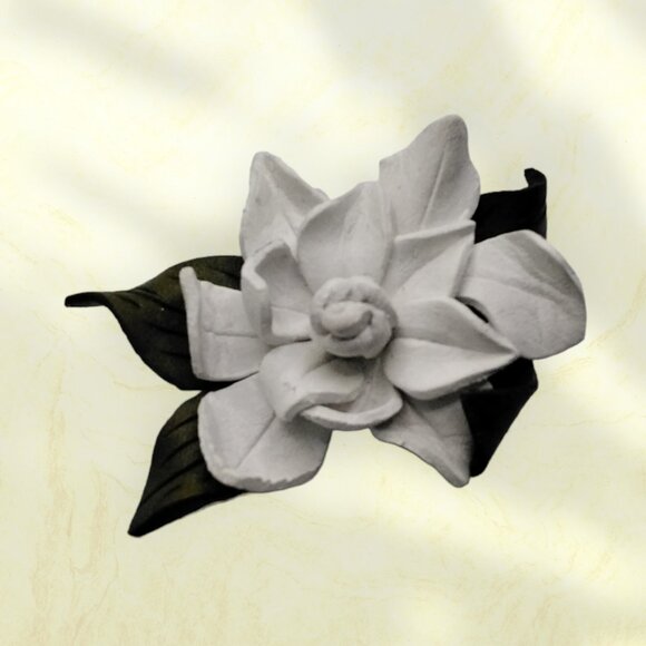White Leather Flower Brooch from Canadian Naturals - Picture 1 of 5